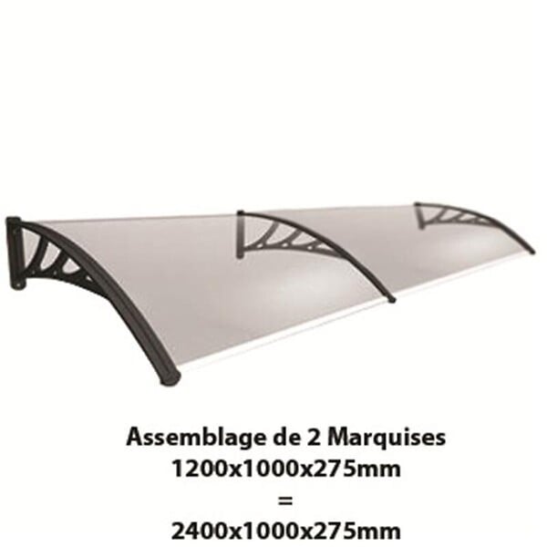 MCCOVER - Auvent porte d'entrée Bertille Noir, L.- 120 cm, Profondeur totale - 100 cm - large