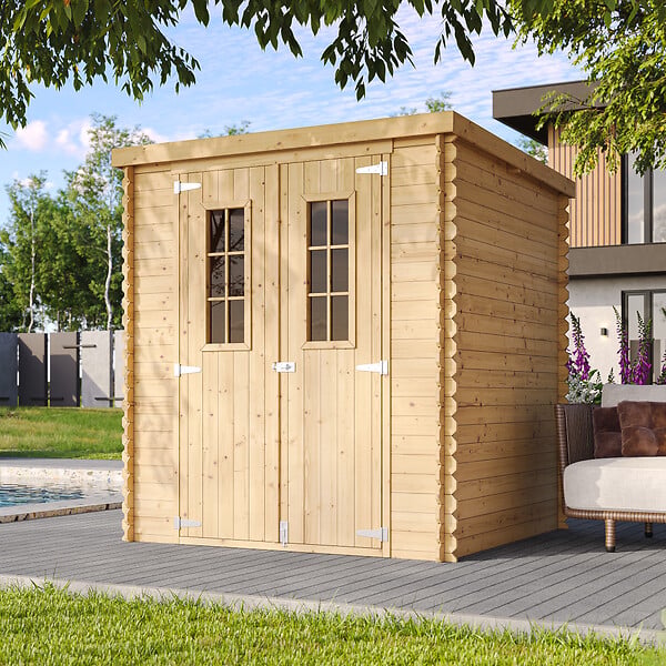 TIMBELA - Abri de jardin en bois - Stockage extérieur l204xL204xH200 cm/3.53 m2 - M309C - large