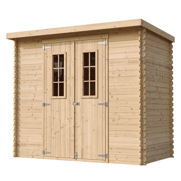 TIMBELA - Abri de jardin en bois AVEC SOL TRAITÉ - Stockage extérieur l239xL142xH200cm/2.63 m2 - Petit abri à outils, Local à vélos - M310C+M310G - large