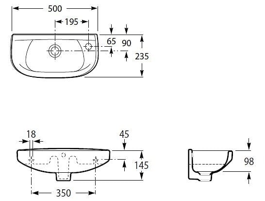 ROCA - Lave-mains étroit POLO 50x23,5 - ROCA - WM815S11Z0010F1POLO - large