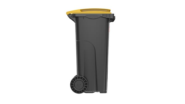 SULO - Bac poubelle mobile 120L gris anthracite et jaune - 2 roues - large