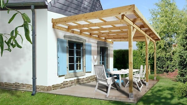 WEKA - Carport Bois Adossé Weka 671 T2_toit pvc_ - large