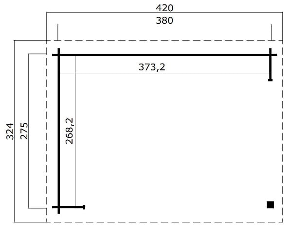 LASITAMAJA - Abri Buffalo 380 épicéa - L.380xH.222xP.275cm - large