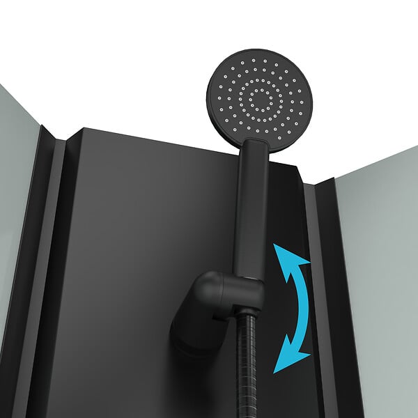 AURLANE - Cabine de douche 1/4 de cercle 85x85x200 cm - Portes coulissantes - Receveur Noir Mat - large