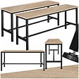 TECTAKE - 2 bancs Fairfield Bois clair industriel, Chêne Sonoma - vignette