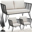 TECTAKE - Salon de jardin SUNDO en résine tressée gris anthracite - vignette