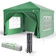 VOUNOT - Tonnelle de jardin Arquee 3x3m Pliable avec porte et fenetre amovible vert - vignette