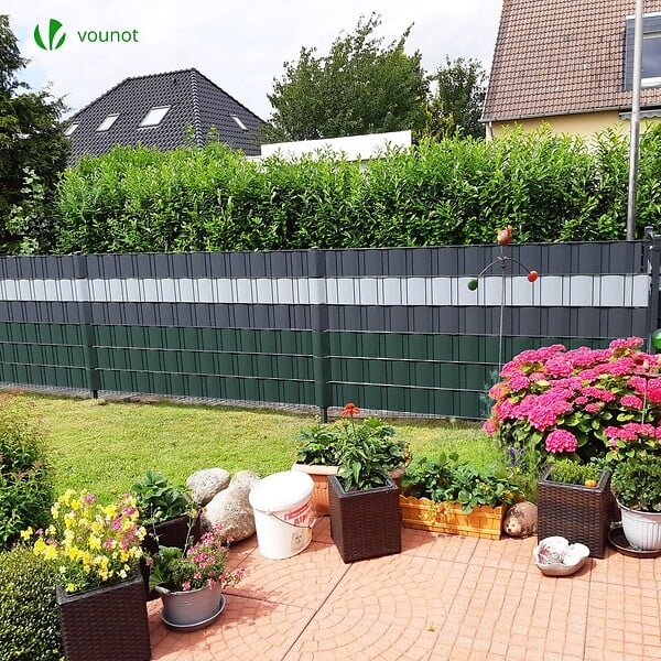 VOUNOT - Brise vue occultant PVC 450g/m2 19cm x 70m Vert - large