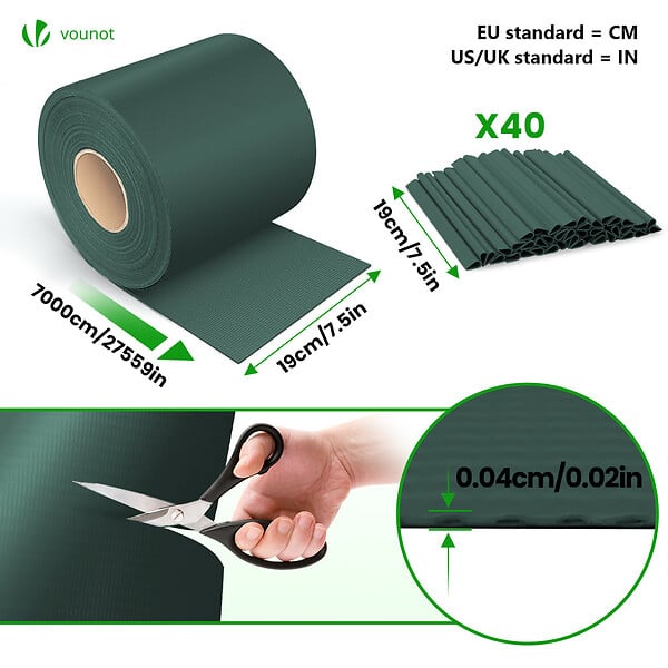 VOUNOT - Brise vue occultant PVC 450g/m2 19cm x 70m Vert - large