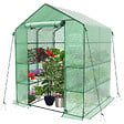 VOUNOT - Serre de jardin avec etageres et bache PE renforcee 135g/m2 143x143x195cm Vert - vignette