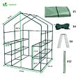 VOUNOT - Serre de jardin avec etageres et bache PE renforcee 135g/m2 143x143x195cm Vert - vignette