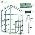 VOUNOT - Serre de jardin avec etageres et bache PE renforcee 135g/m2 143x73x195cm Vert - vignette