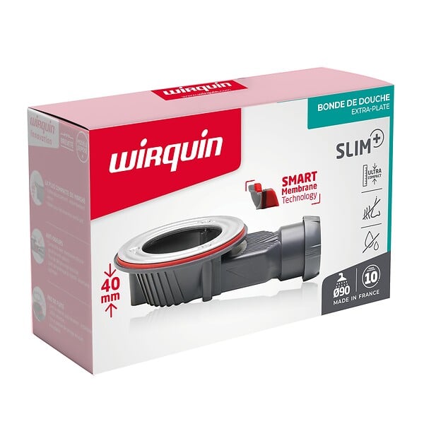 WIRQUIN - Bonde de douche Wirquin SLIM + ø40 mm sans grille pour plateau - large