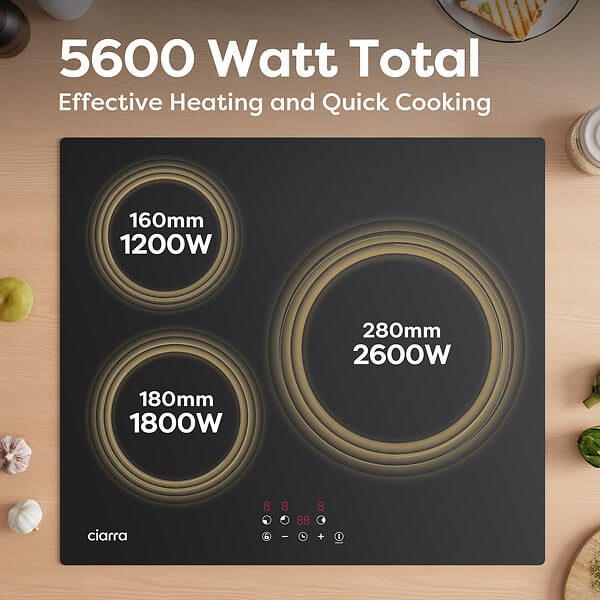 CIARRA - Plaque de cuission induction 3 foyer 59CM 5600W CD3BIH-E - large