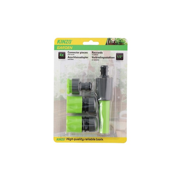 KINZO GARDEN - Kit Arrosage 4 Pièces Lance + 3 raccords 1/2" 15mm réglables Jardin irrigation KINZO - large