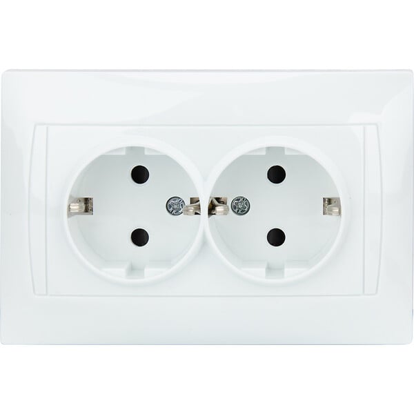 ZENITECH - Double prise Schuko monoposte encastrée - Blanc - Zyna - Zenitech - large