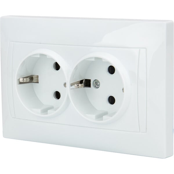ZENITECH - Double prise Schuko monoposte encastrée - Blanc - Zyna - Zenitech - large