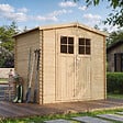 TIMBELA - Abri de jardin en bois - porte verrouillable de haute qualité- Stockage extérieur I236xL226xH218 cm/ 4,33 m2 - M369F - vignette
