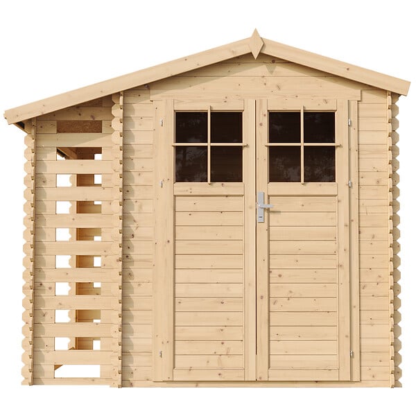 TIMBELA - TIMBELA M386F Abri de jardin en bois et range bûches extérieur - 4.47 m2 - large