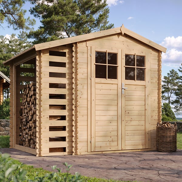 TIMBELA - TIMBELA M386F Abri de jardin en bois et range bûches extérieur - 4.47 m2 - large