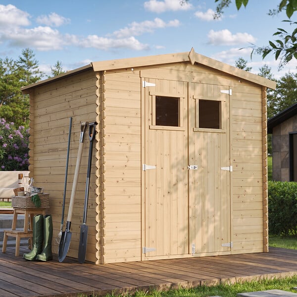TIMBELA - TIMBELA M369+M369G Abri de jardin en bois AVEC SOL TRAITÉ - I236xL226xH218 cm / 4.33 m2 - large