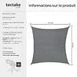 TECTAKE - Voile d'ombrage carrée, gris gris - vignette