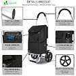 VOUNOT - Chariot de course pliable aluminium 2 roues noir - vignette