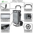 VOUNOT - Chariot de course pliable aluminium 2 roues avec sac isotherme gris - vignette