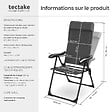 TECTAKE - Chaise de camping pliable MÜRITZ en aluminium avec appui-tête gris anthracite - vignette