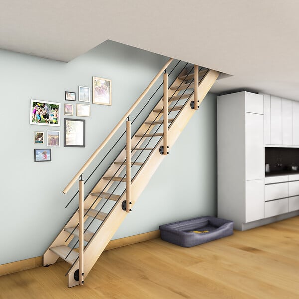 KORDO - Kit escalier NOSTRA droit avec Garde-corps - large