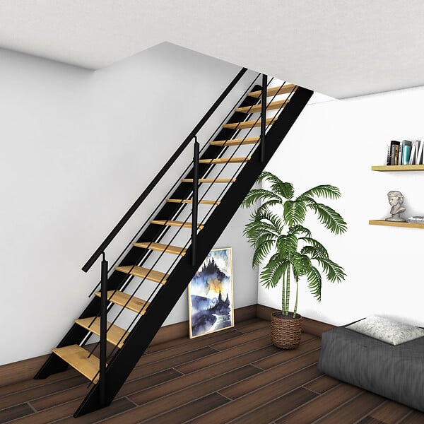 KORDO - Kit escalier SPECTRA droit avec Garde-corps - large