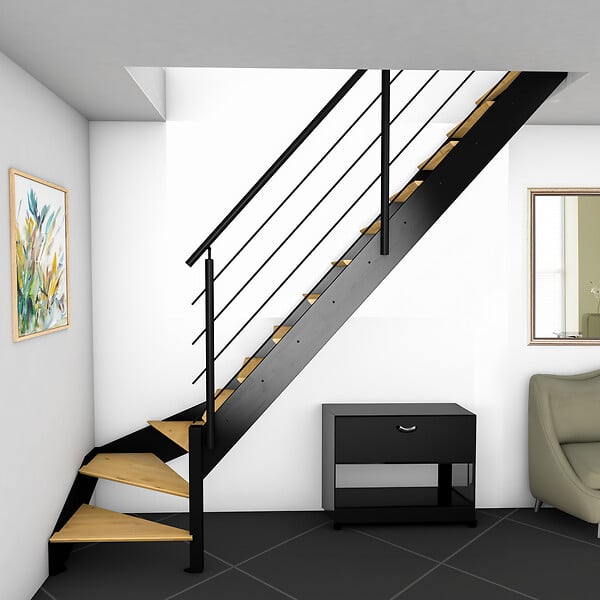KORDO - Kit escalier SPECTRA 1/4 Tournant Droite avec Garde-corps - large