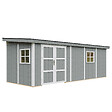 TIMBELA - Abri de Jardin Qualité Premium 14,3 m² - H231x248x648 cm - Sans plancher e  paroi latérale - Timbela M941B-CAVERN STEEL - vignette
