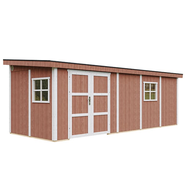 TIMBELA - Abri de Jardin Qualité Premium 14,3 m² - H231x248x648 cm - Sans plancher e  paroi latérale - Timbela M941B-REDWOOD RED - large