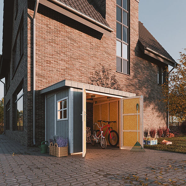 TIMBELA - Abri de Jardin Qualité Premium 5,9 m² - H231x248x294 cm - Sans plancher e  paroi latérale - Timbela M938B-HARVEST HONEY - large