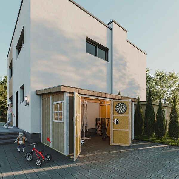 TIMBELA - Abri de Jardin Qualité Premium 8,68 m² - H231x248x412 cm - Sans plancher e  paroi latérale - Timbela M939B - large