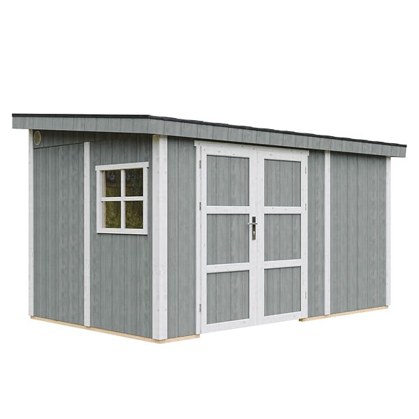 TIMBELA - Abri de Jardin Qualité Premium 8,68 m² - H231x248x412 cm - Sans plancher e  paroi latérale - Timbela M939B-CAVERN STEEL - large