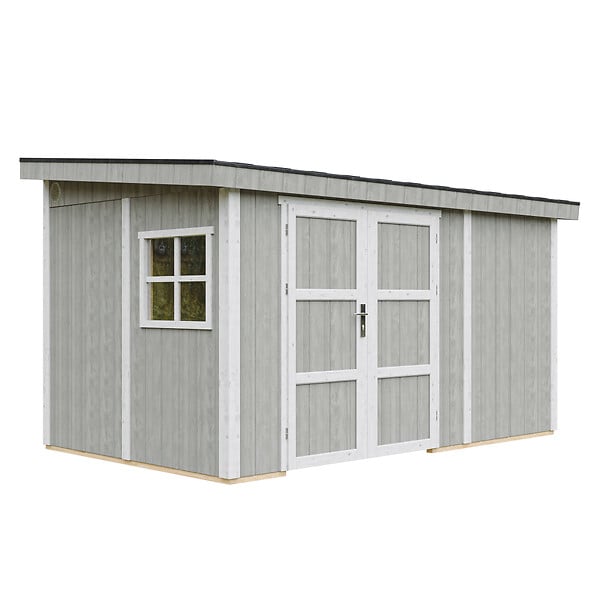 TIMBELA - Abri de Jardin Qualité Premium 8,68 m² - H231x248x412 cm - Sans plancher e  paroi latérale - Timbela M939B-TUNDRA GREY - large