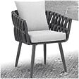 TECTAKE - Chaise confortable avec tressage corde alu gris anthracite coussin épais confortable pieds réglables - vignette
