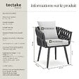 TECTAKE - Chaise confortable avec tressage corde alu gris anthracite coussin épais confortable pieds réglables - vignette