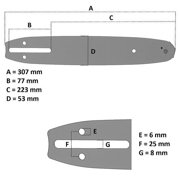 GT GARDEN - Guide 10 pouces (26 cm) avec chaîne 40 maillons pour tronçonneuse élagueuse 25 cm3 - large