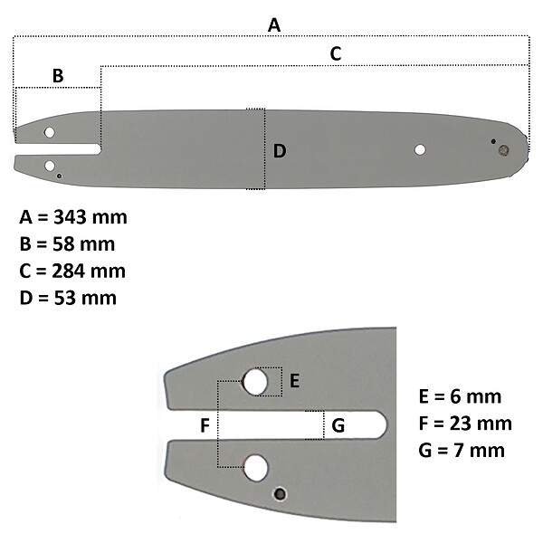GT GARDEN - Guide 12 pouces (30 cm) avec chaîne 44 maillons pour multifonction 4 en 1 et outil sur perche - large