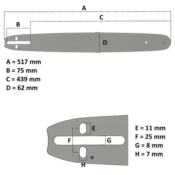 GT GARDEN - Guide 18 pouces (45 cm) avec lot de 3 chaînes 72 maillons pour tronçonneuse - large
