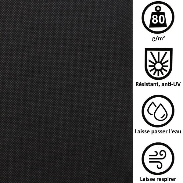 GT GARDEN - Géotextile anti-mauvaises herbes non tissé 80 g/m2 - 3,20 x 10 mètres - large