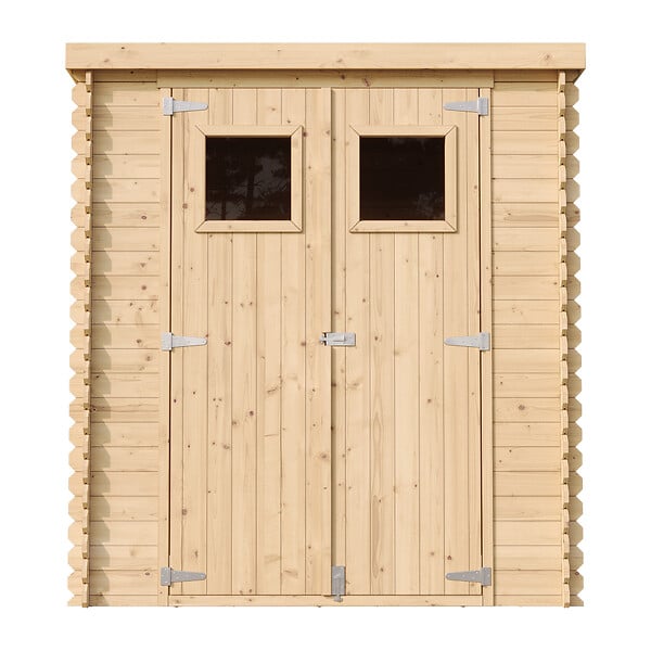 TIMBELA - Abri de jardin en bois - H200 x l204 x L204 cm / 3.53 m2 AVEC SOL TRAITÉ - M309+M309G - large