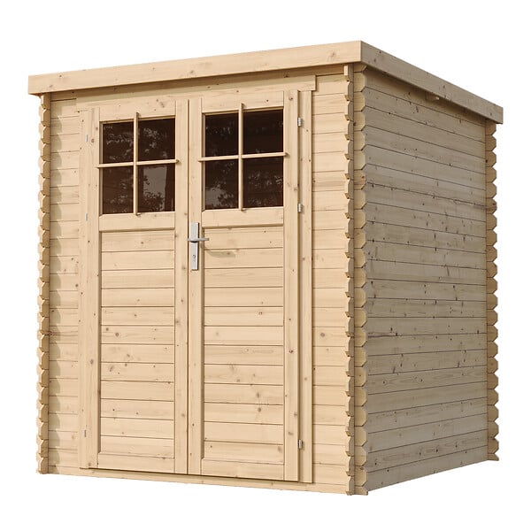 TIMBELA - Abri de jardin en bois H200 x l204 x L204 cm / 3.53 m2 AVEC SOL TRAITÉ - M309F+M309G - large