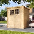 TIMBELA - Abri de jardin en bois H200 x l204 x L204 cm / 3.53 m2 AVEC SOL TRAITÉ - M309F+M309G - vignette