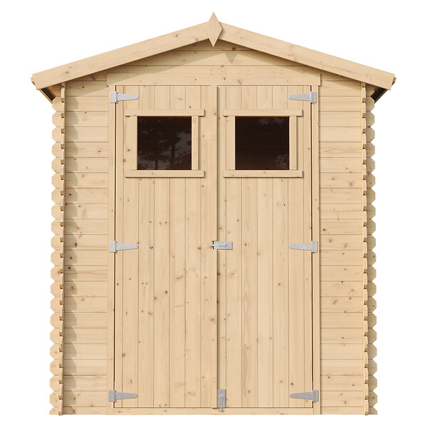 TIMBELA - Abri de jardin en bois AVEC SOL TRAITÉ - Stockage extérieur I186xL196xH218 cm/ 2,82 m2 Petit abri à outils, Local à vélos - M320+M320G - large