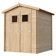 TIMBELA - Abri de jardin en bois AVEC SOL TRAITÉ - Stockage extérieur I186xL196xH218 cm/ 2,82 m2 Petit abri à outils, Local à vélos - M320+M320G - vignette