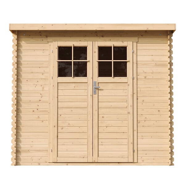 TIMBELA - Abri de jardin en bois - H200 x l239 x L142 cm / 2.63 m2 - porte verrouillable de haute qualité - M310F - large